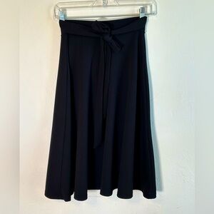 Vintage style Black swing midi skirt with tie belt Sz S